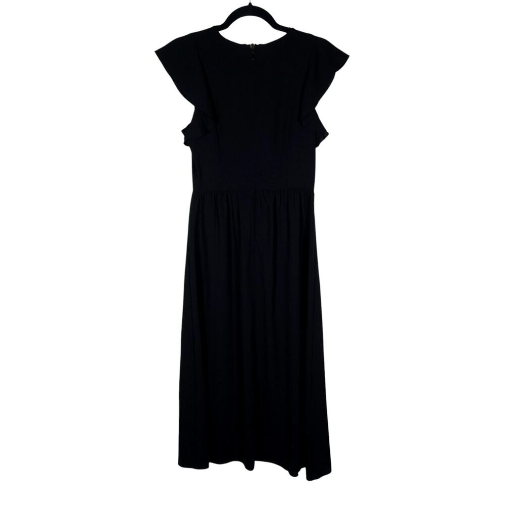Wilfred by Aritzia Womens Fleurette Midi Dress 2 Black Ruffle Sleeve Dressy - Picture 8 of 16